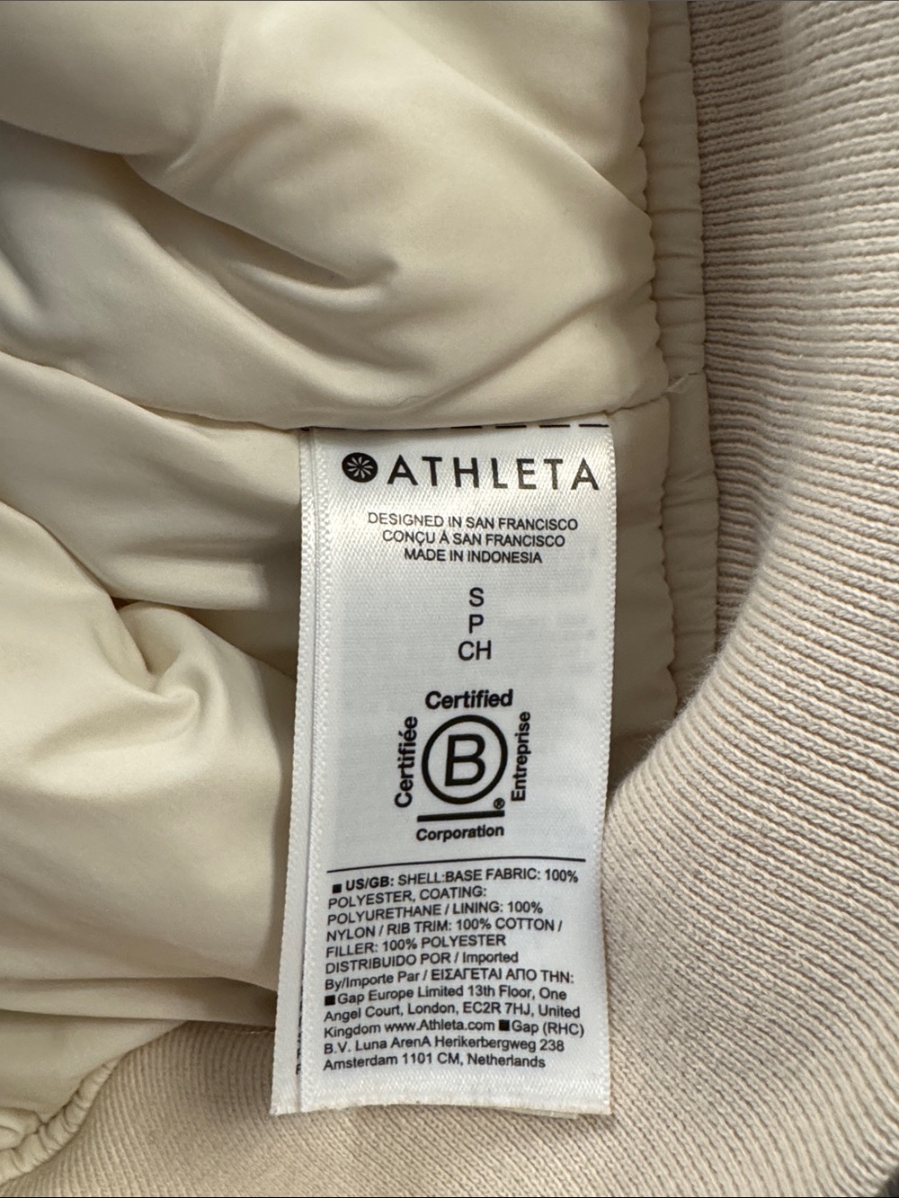 Athleta Bone Cream Satin Flex Bomber Jacket Size S Insulated - Picture 11 of 12